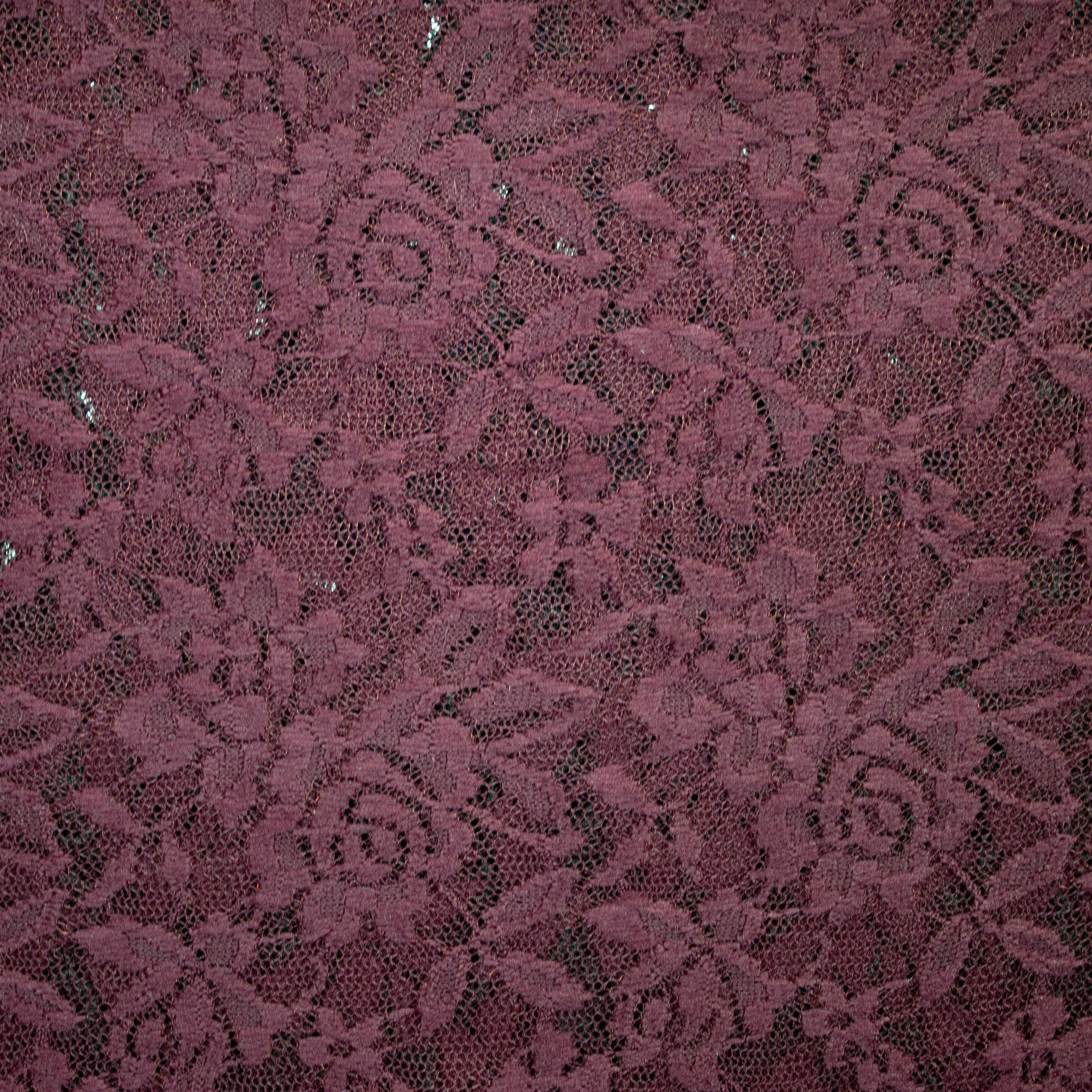 Kant elastisch bordeaux met bloemenmotief